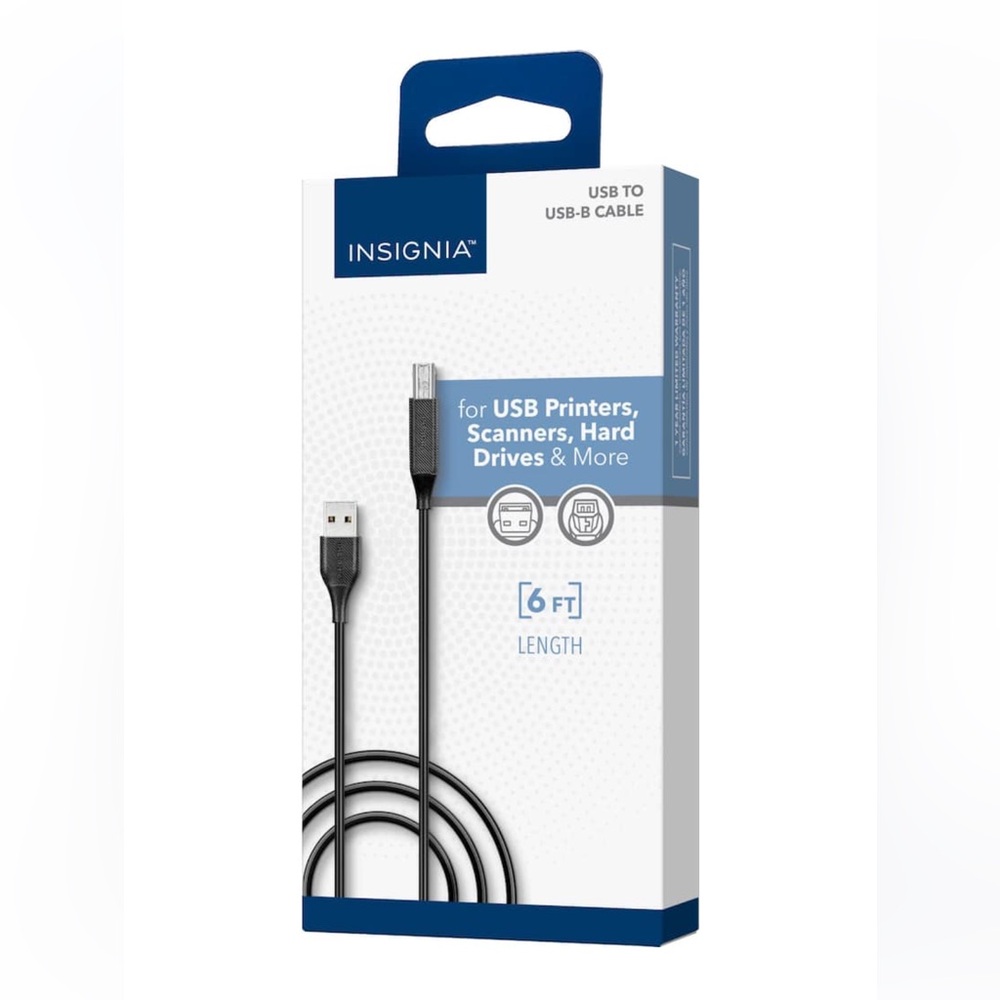 ✨5/$12 Insignia Black USB to USB-B Cable - 6 ft
